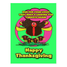 Funny cartoon thanksgiving turkeys - cute cards postcard