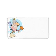funny cartoon tooth fairy with mallot address labels