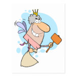 funny cartoon tooth fairy with mallot post cards