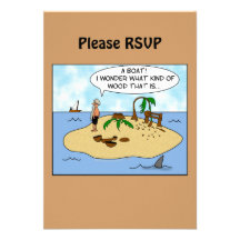 Funny Cartoon Woodturner on Deserted Island Announcements