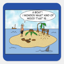 Funny Cartoon Woodturner on Deserted Island Sticker