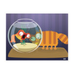 Funny Cat and Fish Postcard