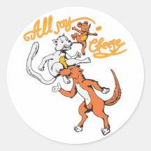 funny cat dog mouse all say cheese vector cartoon round sticker