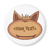 Funny Cat Face, <YOUR TEXT> Refrigerator Magnet