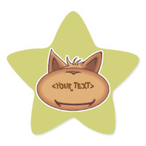 Funny Cat Face, <YOUR TEXT> Star Stickers