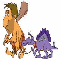 funny caveman and pet dinosaur photo cut out