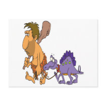 funny caveman and pet dinosaur postcards