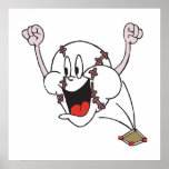 funny cheering homerun baseball cartoon print