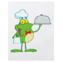 funny chef waiter froggy frog serving food full colour flyer