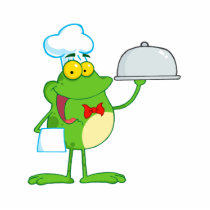 funny chef waiter froggy frog serving food cut out