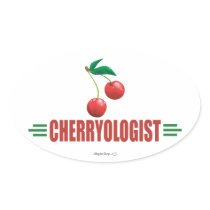 Funny Cherries Oval Stickers