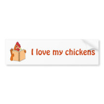 Funny Chicken Reading Book Cartoon Hen Bumper Stickers