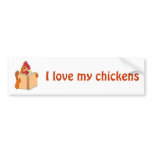 Funny Chicken Reading Book Cartoon Hen bumper stickers