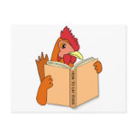 Funny Chicken Reading Book Cartoon Hen Postcard