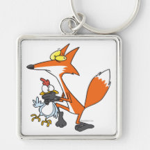 funny chicken stealing stealer fox key chains