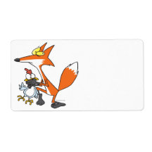 funny chicken stealing stealer fox personalized shipping labels