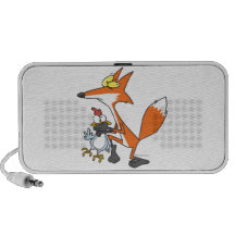funny chicken stealing stealer fox laptop speakers