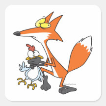 funny chicken stealing stealer fox sticker