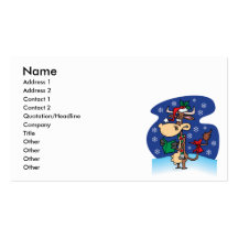 funny christmas caroling cow cartoon business card templates