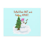 Funny Christmas cartoon of lady snowman