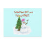 Funny Christmas cartoon of lady snowman