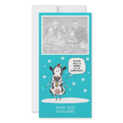 Funny Christmas cow customizable photo card by chuckink