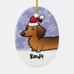 Funny Christmas Dachshund (longhair) Ornament