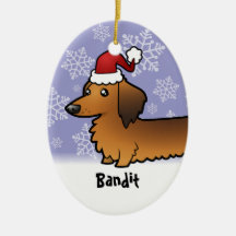 Funny Christmas Dachshund (longhair) Ornament