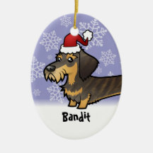 Funny Christmas Dachshund (wirehair) Christmas Tree Ornament