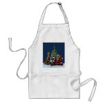 Funny Christmas drinking party cartoon art apron