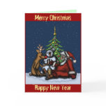 Funny Christmas drinking party cartoon art card