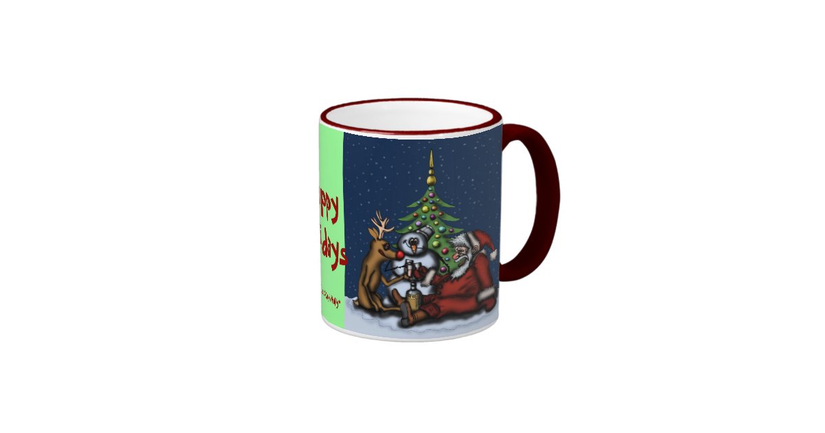 funny christmas drinking party cartoon art mug zazzle christmas gifts for office mates
