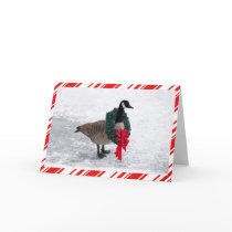 Funny Christmas Goose with Wreath