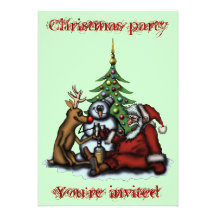 Funny Christmas party cartoon art invitation card