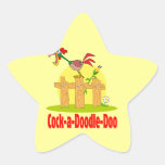 funny cock a doodle doo roster crowing star stickers