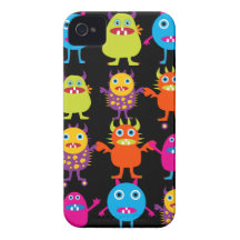 Funny Colourful Monster Party Creatures Characters iPhone 4 Case-Mate Cases