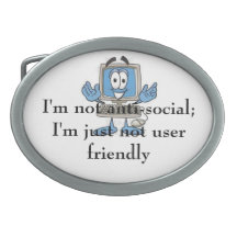 Funny Computer Belt Buckle (pewter)