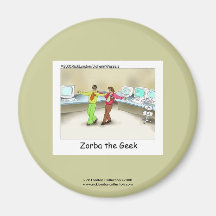 Funny Computer Geek Cartoon On Novelty Button Magnets