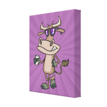 funny cool cow wearing shades cartoon character canvas prints