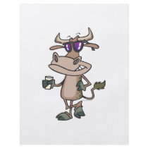 funny cool cow wearing shades cartoon character flyer design