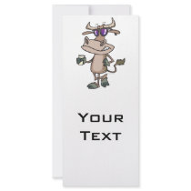 funny cool cow wearing shades cartoon character personalized rack card