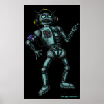 Funny cool music robot art poster design