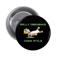 Funny Corgi Rally-o Cartoon Button