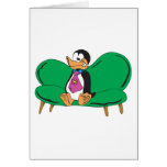 funny couch penguin greeting card