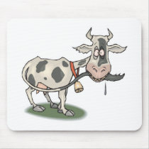 funny cow biting tail mouse pad