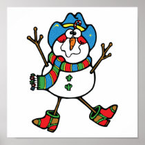 funny cowboy snowman print