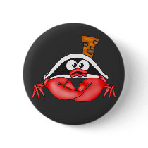 Funny Crab Pirate Button
