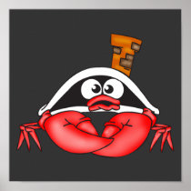 Funny Crab Pirate Posters