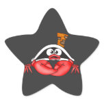 Funny Crab Pirate Star Stickers