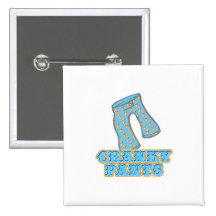 Funny Cranky Pants Design Pinback Buttons